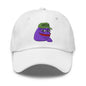 $PURPE Purple Pepe Embroidered Dad Hat - White - Hats