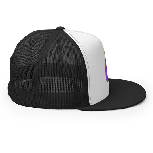 $PURPE Purple Pepe Embroidered Flat Bill Brim Mesh Trucker Hat - Hats