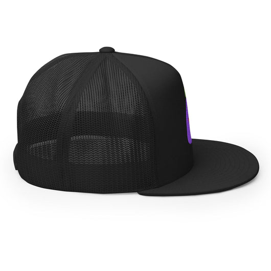 $PURPE Purple Pepe Embroidered Flat Bill Brim Mesh Trucker Hat - Hats