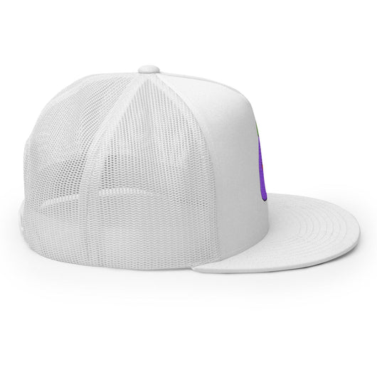 $PURPE Purple Pepe Embroidered Flat Bill Brim Mesh Trucker Hat - Hats