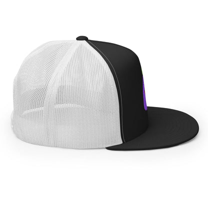 $PURPE Purple Pepe Embroidered Flat Bill Brim Mesh Trucker Hat - Hats