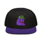 $PURPE Purple Pepe Embroidered Flat Bill Brim Snapback Hat - Black / Hats