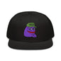 $PURPE Purple Pepe Embroidered Flat Bill Brim Snapback Hat - Black - Hats