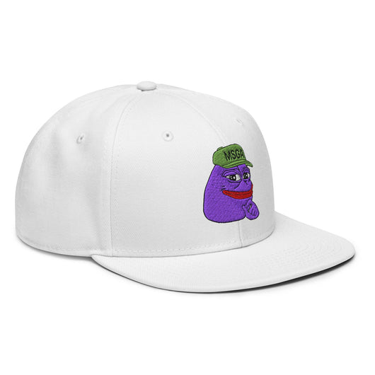 $PURPE Purple Pepe Embroidered Flat Bill Brim Snapback Hat - Hats