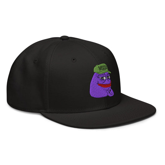 $PURPE Purple Pepe Embroidered Flat Bill Brim Snapback Hat - Hats