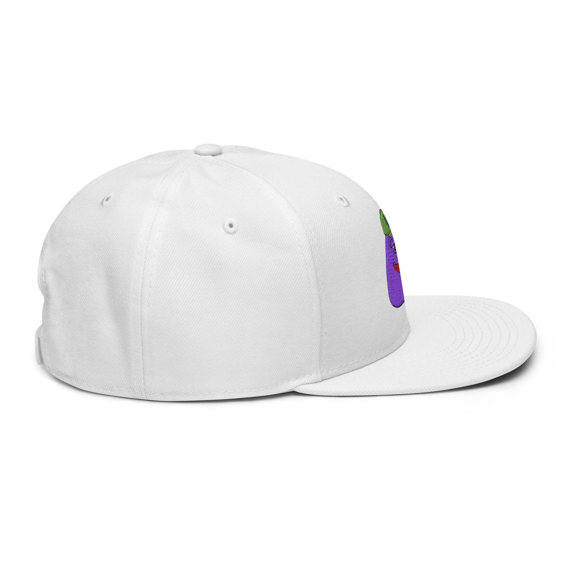 $PURPE Purple Pepe Embroidered Flat Bill Brim Snapback Hat - Hats