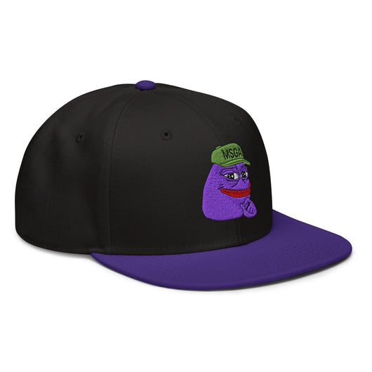 $PURPE Purple Pepe Embroidered Flat Bill Brim Snapback Hat - Hats