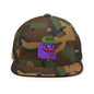 $PURPE Purple Pepe Embroidered Flat Brim Bill Snapback Hat - Green Camo - Hats
