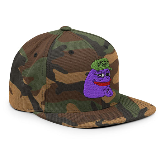 $PURPE Purple Pepe Embroidered Flat Brim Bill Snapback Hat - Hats