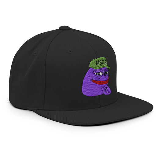 $PURPE Purple Pepe Embroidered Flat Brim Bill Snapback Hat - Hats