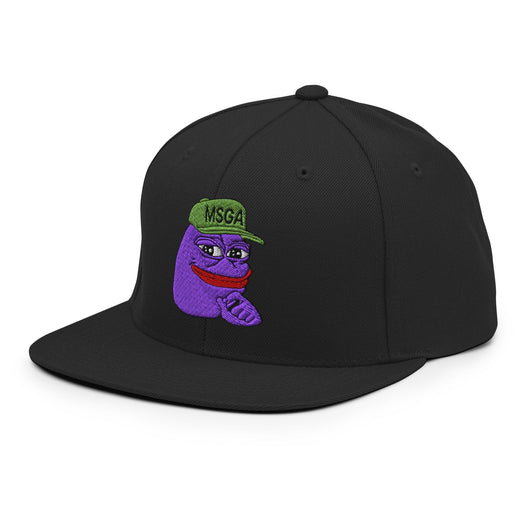 $PURPE Purple Pepe Embroidered Flat Brim Bill Snapback Hat - Hats