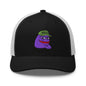 $PURPE Purple Pepe Embroidered Mesh Trucker Hat - Black/ White