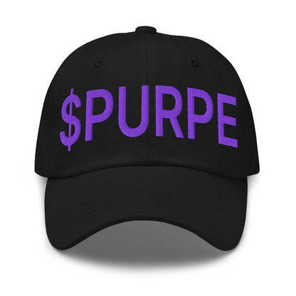 Purple Pepe $PURPE Embroidered Dad Hat - Black