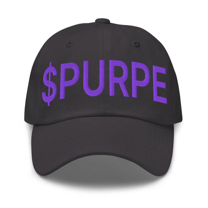 Purple Pepe $PURPE Embroidered Dad Hat - Dark Grey