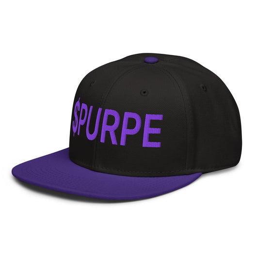 Purple Pepe $PURPE Embroidered Flat Bill Brim Snapback Hat