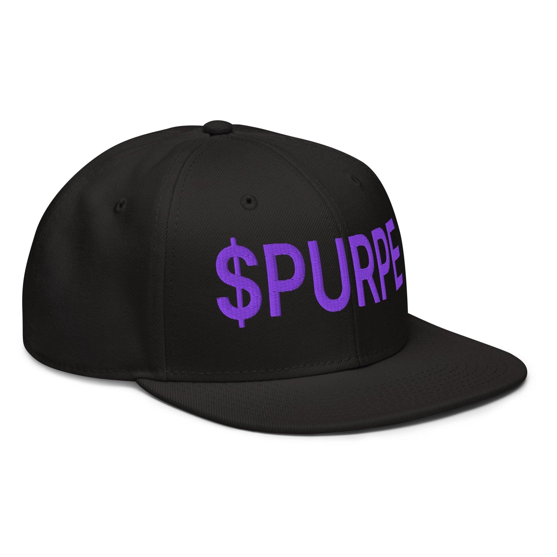 Purple Pepe $PURPE Embroidered Flat Bill Brim Snapback Hat