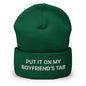 Put It on My Boyfriend’s Tab Embroidered Knit Cuffed Beanie - Spruce