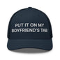 Put It on My Boyfriend’s Tab Embroidered Mesh Trucker Hat - Navy