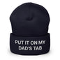 Put It on My Dad’s Tab Embroidered Knit Cuffed Beanie - Navy