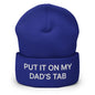 Put It on My Dad’s Tab Embroidered Knit Cuffed Beanie - Royal