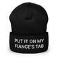 Put It on My Fiance’s Tab Embroidered Knit Cuffed Beanie - Black