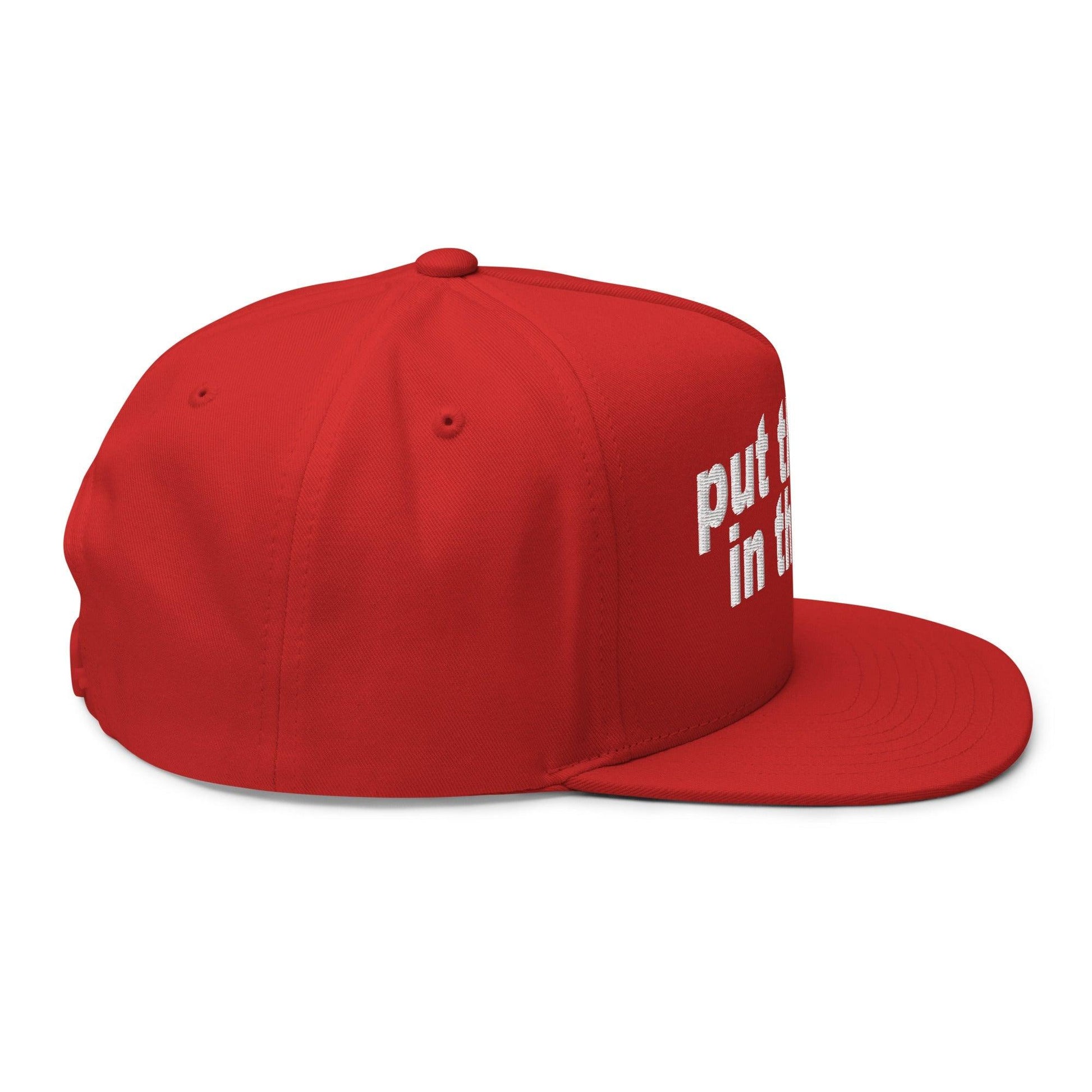 Put the Fries in Bag Embroidered 5 Panel Flat Bill Brim Snapback Hat