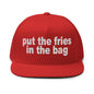Put the Fries in Bag Embroidered 5 Panel Flat Bill Brim Snapback Hat - Red