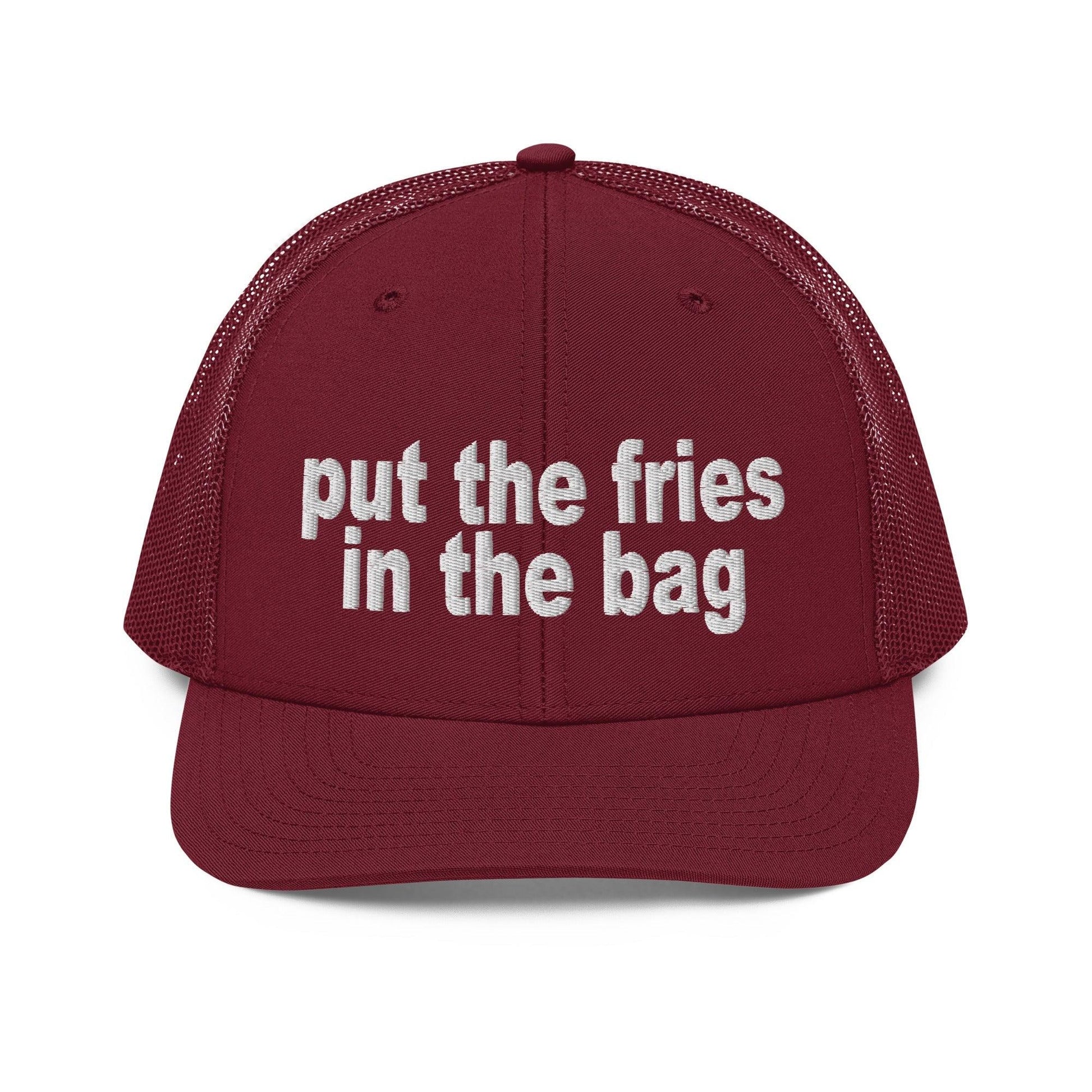 Put the Fries in Bag Embroidered Classic Mesh Trucker Hat - Cardinal