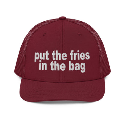 Put the Fries in Bag Embroidered Classic Mesh Trucker Hat - Cardinal