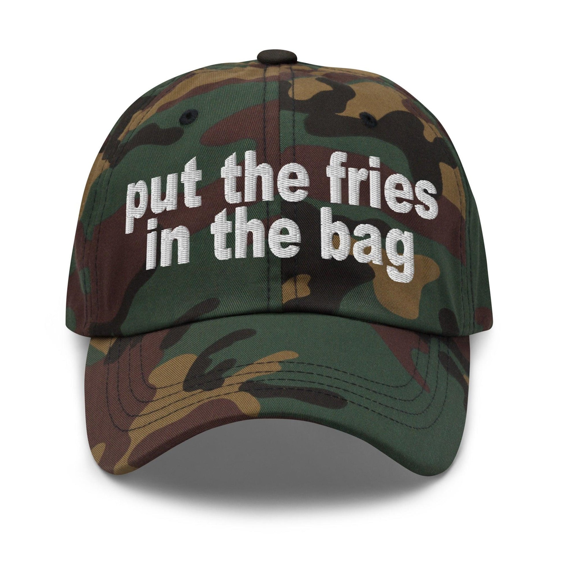 Put the Fries in Bag Embroidered Dad Hat - Green Camo