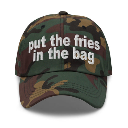 Put the Fries in Bag Embroidered Dad Hat - Green Camo