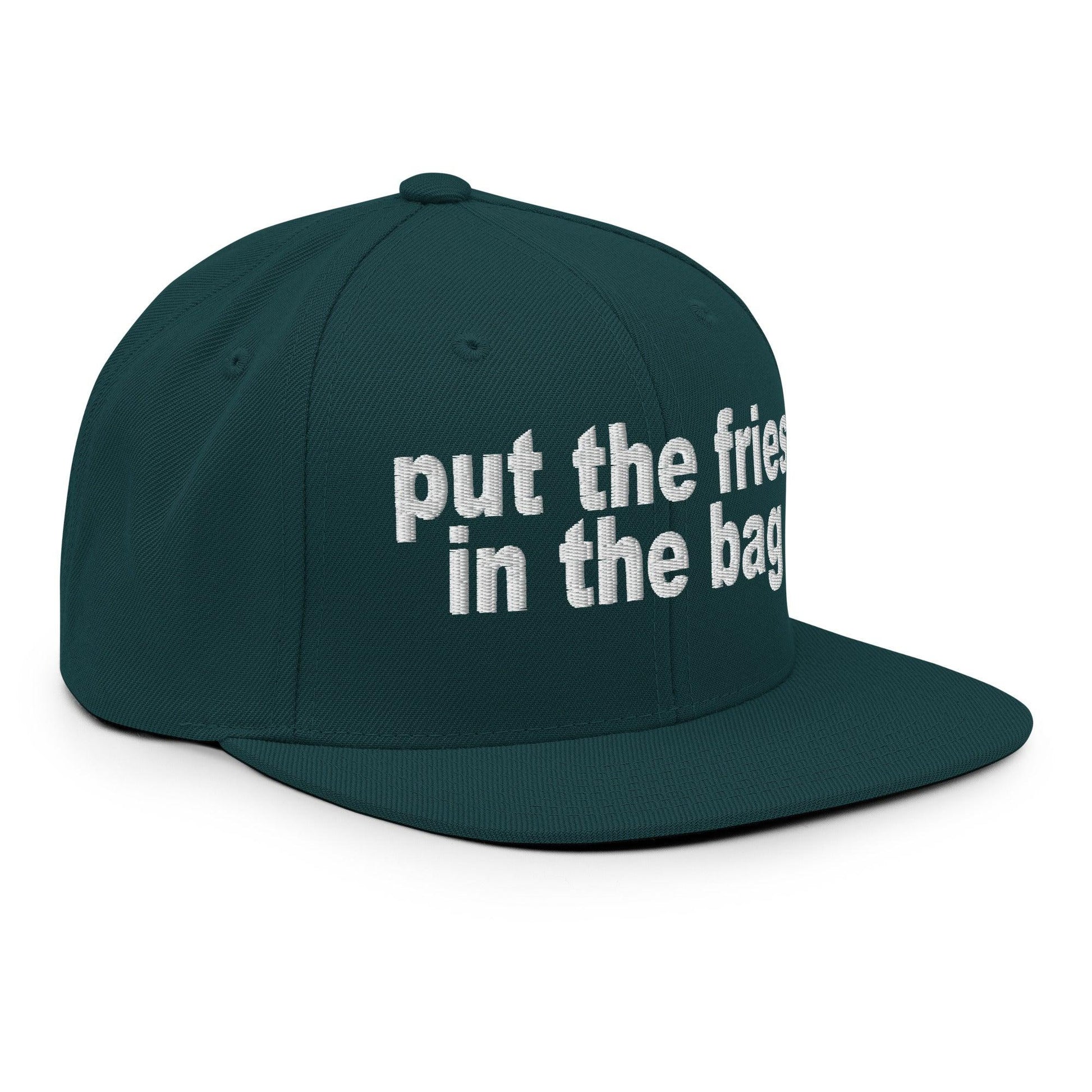 Put the Fries in Bag Embroidered Flat Bill Brim Snapback Hat