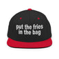 Put the Fries in Bag Embroidered Flat Bill Brim Snapback Hat - Black/ Red