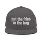 Put the Fries in Bag Embroidered Flat Bill Brim Snapback Hat - Dark Grey