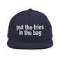 Put the Fries in Bag Embroidered Flat Bill Brim Snapback Hat - Navy