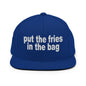 Put the Fries in Bag Embroidered Flat Bill Brim Snapback Hat - Royal Blue