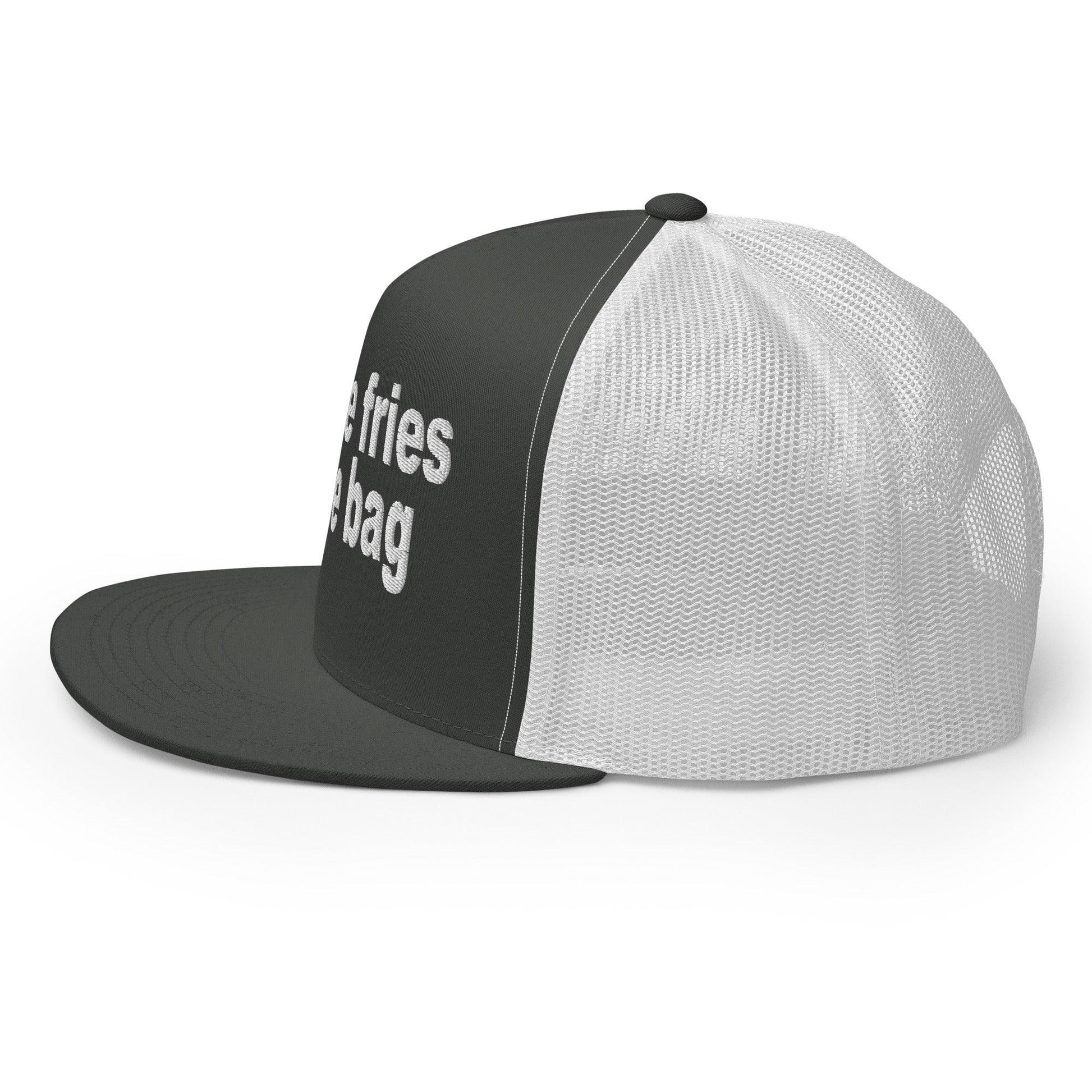 Put the Fries in Bag Embroidered Mesh Flat Bill Brim Trucker Hat