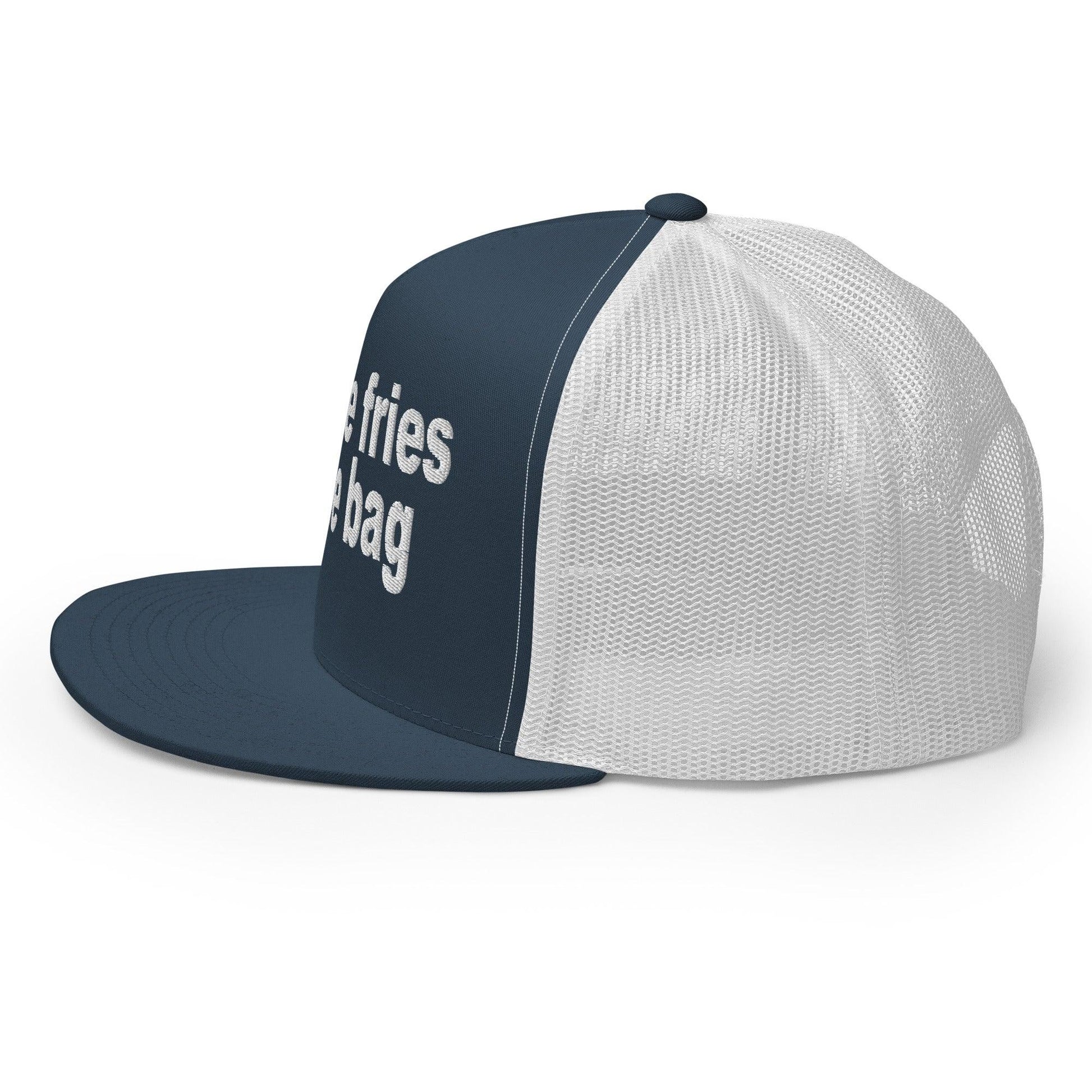 Put the Fries in Bag Embroidered Mesh Flat Bill Brim Trucker Hat