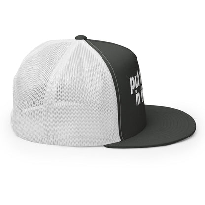 Put the Fries in Bag Embroidered Mesh Flat Bill Brim Trucker Hat