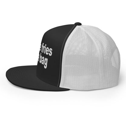 Put the Fries in Bag Embroidered Mesh Flat Bill Brim Trucker Hat