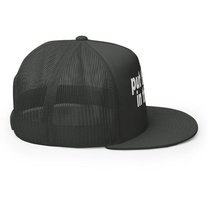 Put the Fries in Bag Embroidered Mesh Flat Bill Brim Trucker Hat