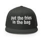 Put the Fries in Bag Embroidered Mesh Flat Bill Brim Trucker Hat - Charcoal