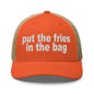 Put the Fries in Bag Embroidered Mesh Trucker Hat - Rustic Orange/ Khaki