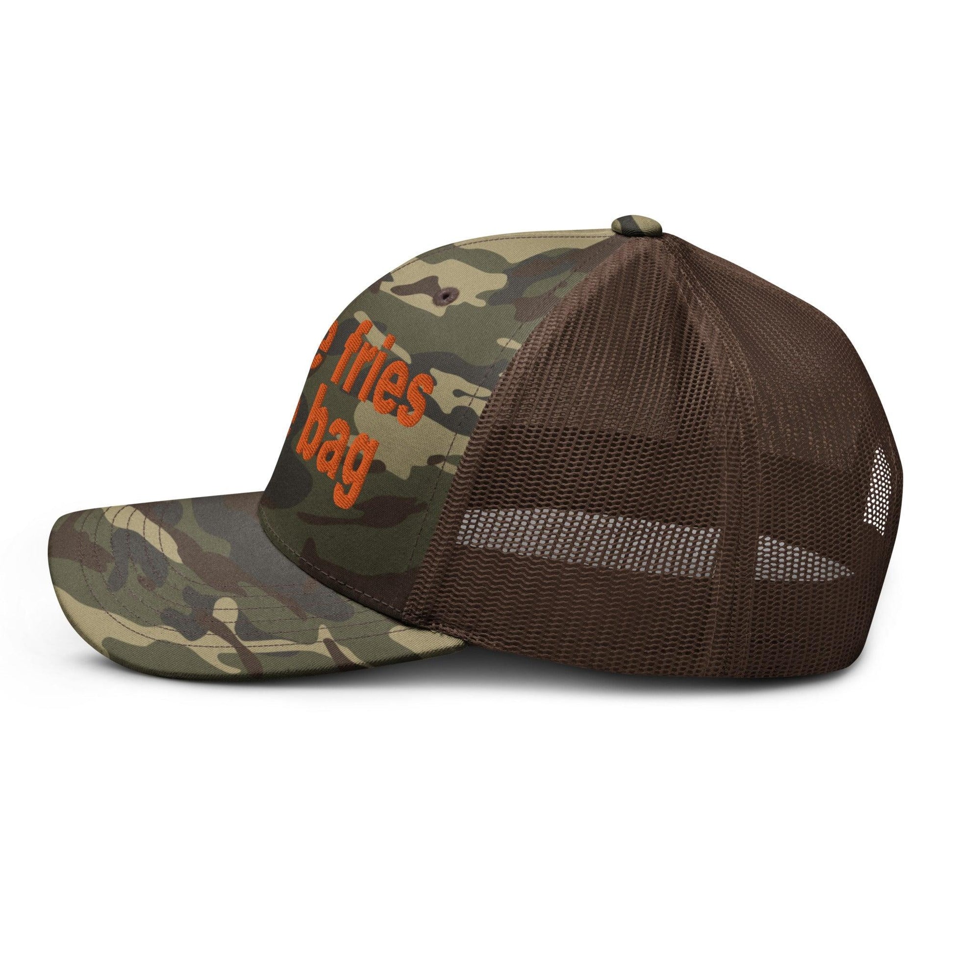 Put the Fries in Bag Embroidered Orange Camo Trucker Hat