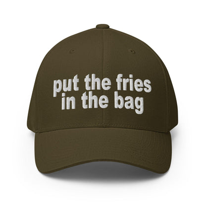 Put the Fries in Bag Embroidered Stretch Fit Baseball Hat - Olive / S/M