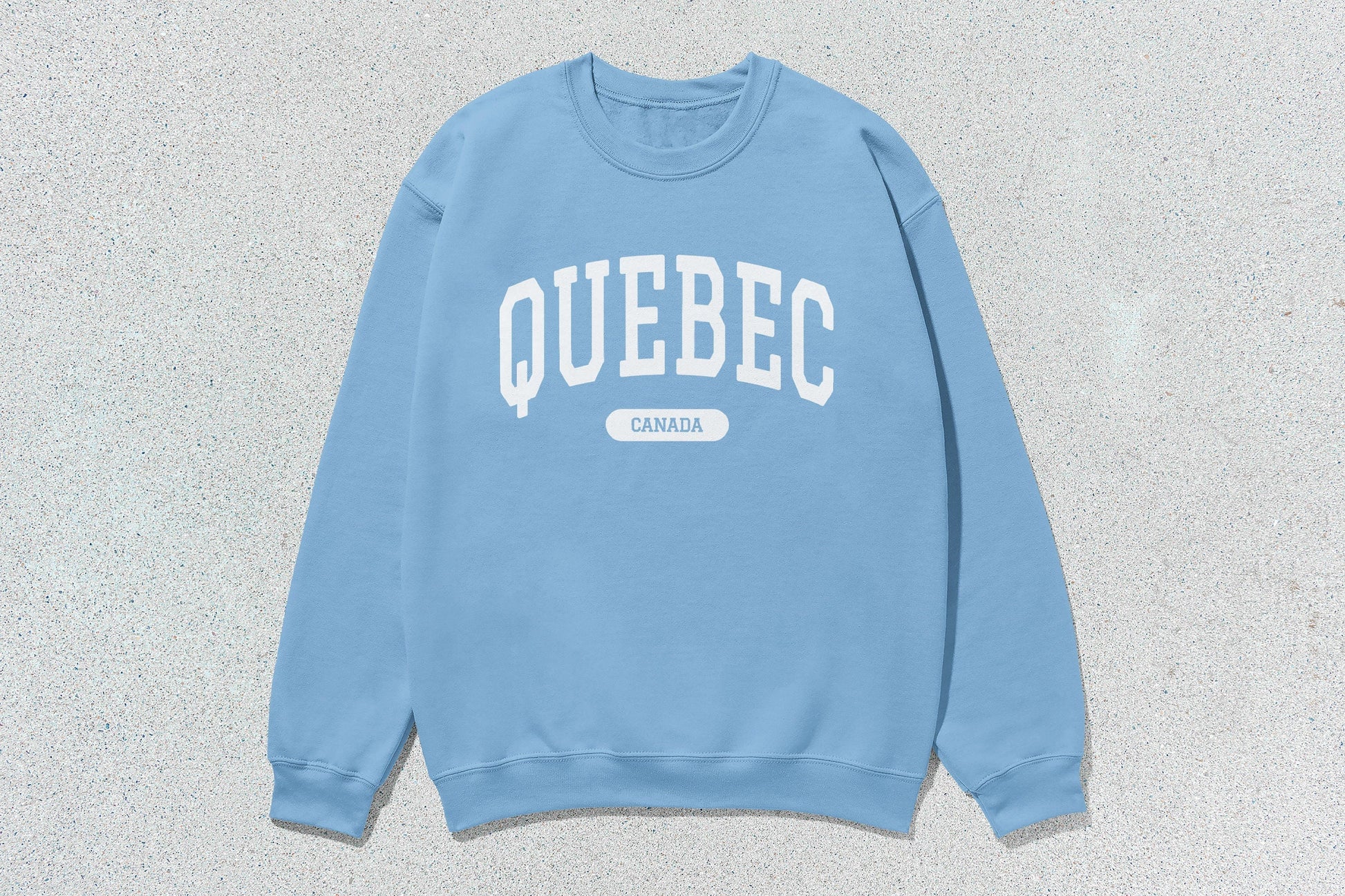 Light blue Quebec Canada sweatshirt from the Quebec Unisex Heavyweight Crewneck collection