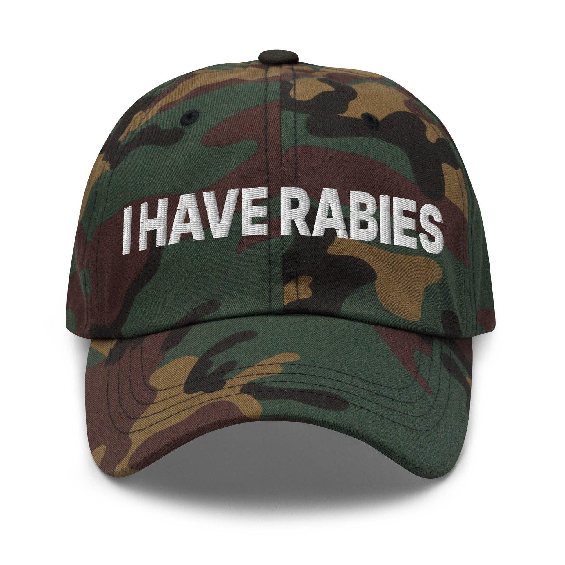 I Have Rabies Embroidered Dad Hat - Green Camo