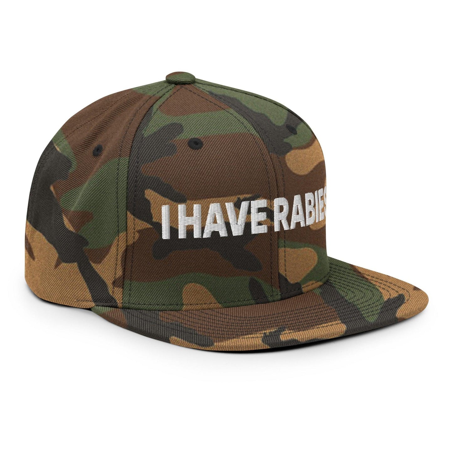I Have Rabies Embroidered Flat Bill Brim Snapback Hat