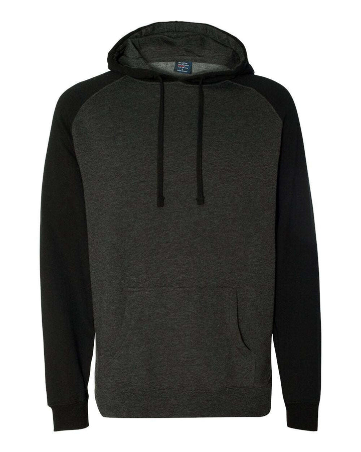 Raglan Hooded Sweatshirt IND40RP - Charcoal Heather/ Black / XS - Sweatshirts & Hoodies