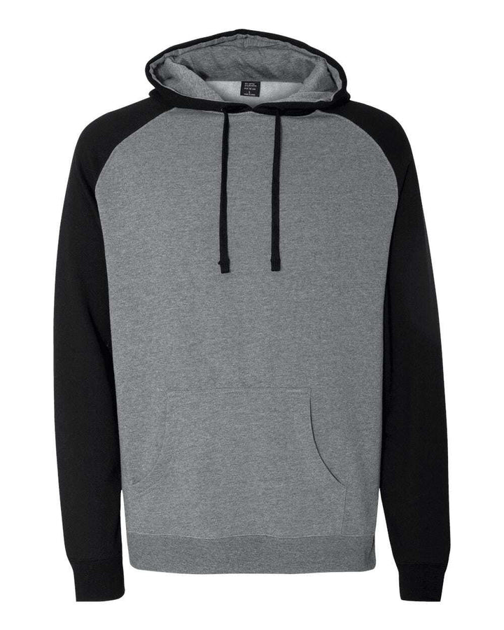 Raglan Hooded Sweatshirt IND40RP - Gunmetal Heather/ Black / XS - Sweatshirts & Hoodies